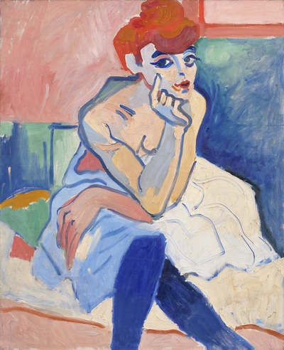 安德烈德朗油画的油画作品-1906Woman in a Chemise