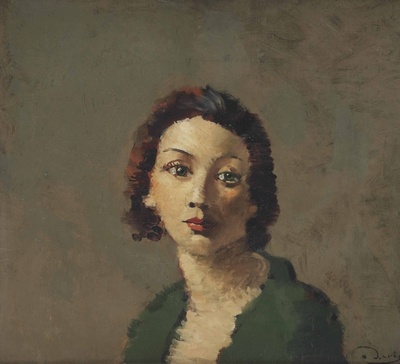 安德烈德朗油画的油画作品-La rousse au corsage vert