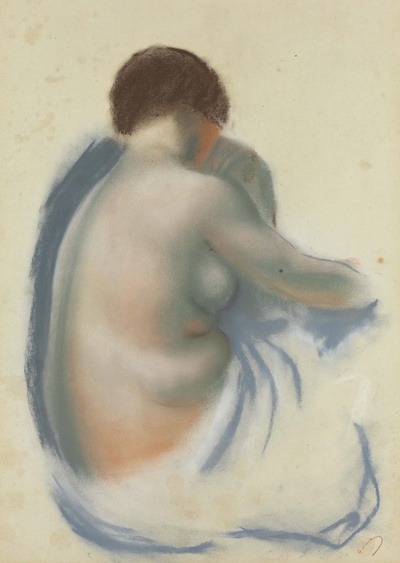 安德烈德朗素描&色粉的油画作品-1920-1925Nu assis(pastel)