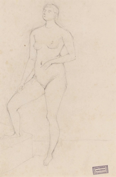 安德烈德朗素描&色粉的油画作品-FEMME DEBOUT(pencil)