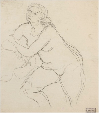 安德烈德朗素描&色粉的油画作品-FEMME NUE(black crayon)