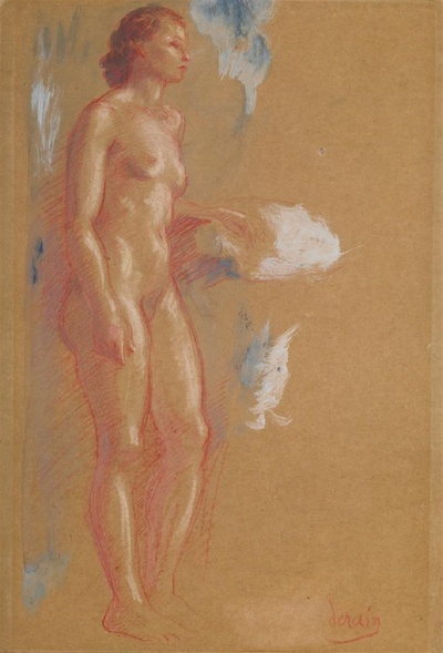 安德烈德朗素描&色粉的油画作品-Femme nue debout