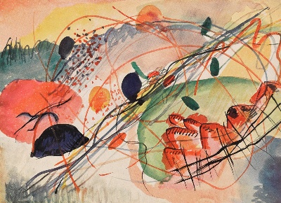 康丁斯基作品的油画作品-Wassily_Kandinsky,_Aquarell_6,_Kunstdrucke_auf_japanpapier