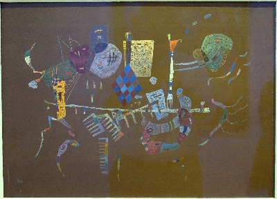 康丁斯基作品的油画作品-Around_the_Line_by_Wassily_Kandinsky,_1943_AD,_oil_on_cardboard_-_Museo_Nacional_Centro_de_Arte_Reina_Sofía_-_DSC08773