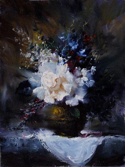 古典花卉 (11)的油画作品-156#MH007-550