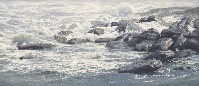 黄有维水彩画高清图集1的油画作品-潮水