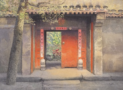 黄有维水彩画高清图集2的油画作品-庭院-1