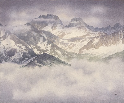 黄有维水彩画高清图集3的油画作品-远山-1