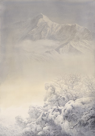 黄有维水彩画高清图集3的油画作品-远山-2