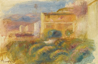 印象派图集1的油画作品-Pierre-Auguste Renoir-LA MAISON DE LA POSTE A CAGNES