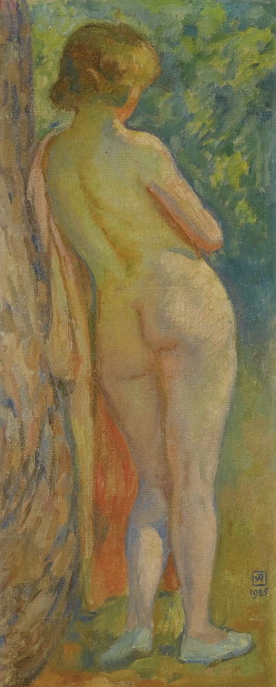 印象派图集1的油画作品-THEO VAN RYSSELBERGHE-BAIGNEUSE DEBOUT DE DOS