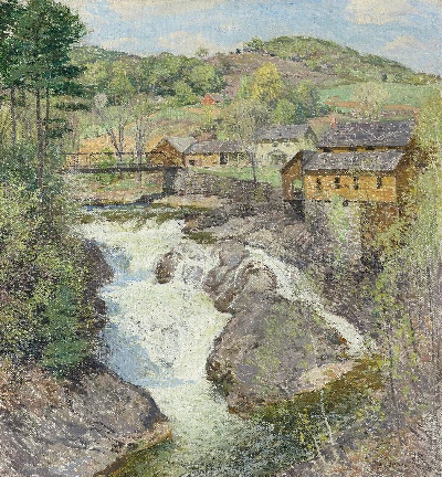 印象派图集1的油画作品-Willard LeRoy Metcalf-THE FALLS