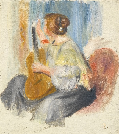 印象派图集1的油画作品-Pierre-Auguste Renoir-LA GUITARISTE