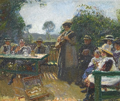 印象派图集2的油画作品-Alfred James Munnings P.R.A. R.W.S.- SOMEWHERE THE SUN IS SHINING