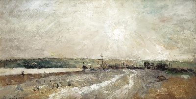 印象派图集2的油画作品-Albert Lebourg-LE PORT PRES DE ROUEN