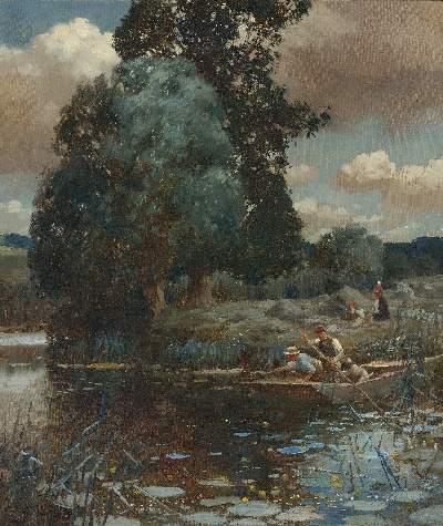 印象派图集2的油画作品-Alfred James Munnings P.R.A. R.W.S.- A SUMMER AFTERNOON