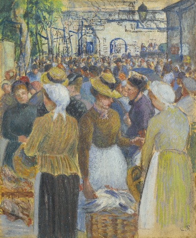 印象派图集3的油画作品-Camille Pissarro-MARCHE A LA VOLAILLE A GISORS