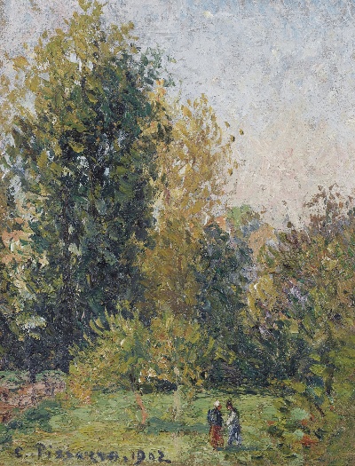印象派图集3的油画作品-Camille Pissarro-PAYSAGE AVEC DEUX PERSONNAGES ERAGNY AUTOMNE