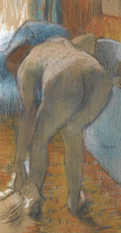 印象派图集3的油画作品-Edgar Degas-LA SORTIE DU BAIN 