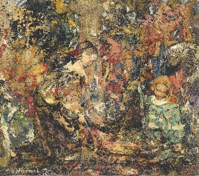 印象派图集3的油画作品-Edward Atkinson Hornel-FLOWER GIRLS