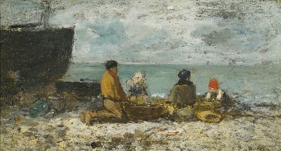 印象派图集3的油画作品-Eugene Boudin-BERCK. LA PLAGE