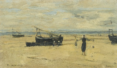 印象派图集3的油画作品-Eugene Boudin-BERCK. PLAGES ECHOUEES.