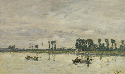 印象派图集3的油画作品-Eugene Boudin-CAUDEBEC-EN-CAUX. BORDS DE SEINE