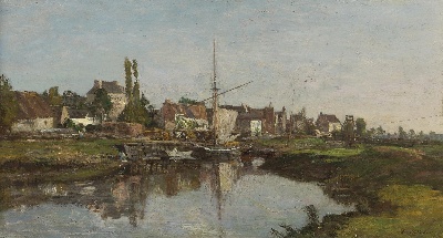 印象派图集3的油画作品-Eugene Boudin-Eugene Boudin-LE SAS A TROUVILLE