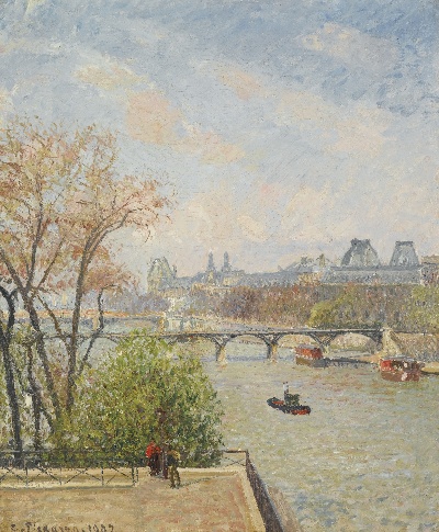 印象派图集3的油画作品-Camille Pissarro-LE LOUVRE MATIN PRINTEMPS