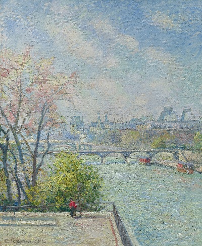 印象派图集3的油画作品-Camille Pissarro-LE LOUVRE MATIN PRINTEMPS2