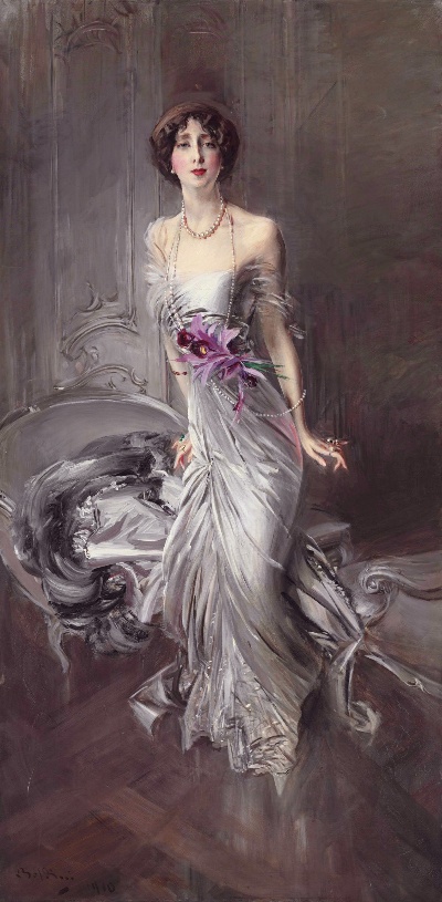 印象派图集4的油画作品-Giovanni Boldini-Portrait of Madame Doyen
