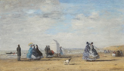 印象派图集4的油画作品-Eugene Boudin-SCENE DE PLAGE A TROUVILLE