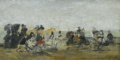 印象派图集4的油画作品-Eugene Boudin-SCENE DE PLAGE A TROUVILLE2