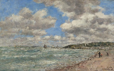 印象派图集4的油画作品-Eugene Boudin-LE RIVAGE DE DEAUVILLE