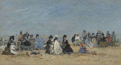 印象派图集4的油画作品-Eugene Boudin-TROUVILLE, SCENE DE PLAGE