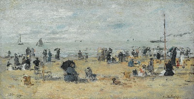 印象派图集4的油画作品-Eugene Boudin-TROUVILLE. SCENE DE PLAGE