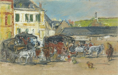 印象派图集4的油画作品-Eugene Boudin-LES CHARRETTES
