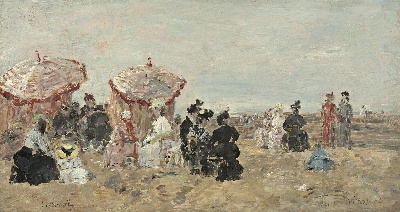 印象派图集4的油画作品-Eugene Boudin-VILLERS, SCENE DE PLAGE