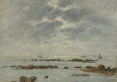 印象派图集4的油画作品-Eugene Boudin-MARINE À ST. VAAST-LA HOUGUE