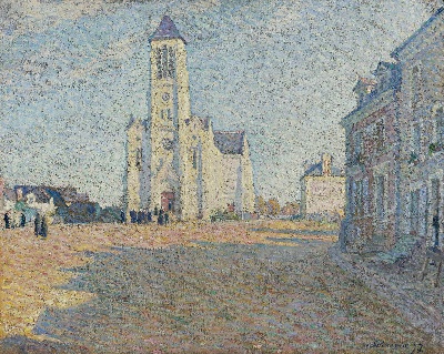 印象派图集5的油画作品-Henri Lebasque-EGLISE DANS UN VILLAGE