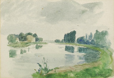 印象派图集5的油画作品-Henri Lebasque-BORD DE RIVIERE