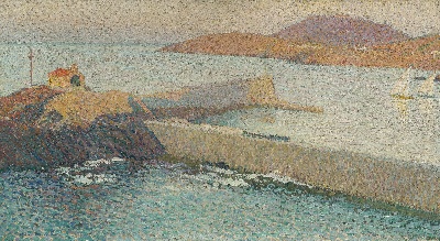 印象派图集5的油画作品-Henri Martin-COLLIOURE LA CHAPELLE SUR LA DIGUE