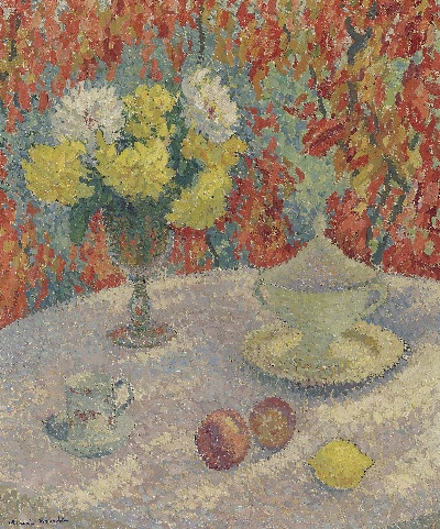 印象派图集5的油画作品-Henri Martin-DAHLIAS AU SOLEIL