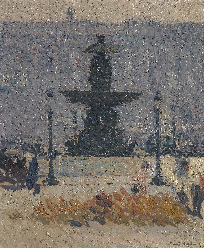 印象派图集5的油画作品-Henri Martin-UNE DES FONTAINES DE LA PLACE DE LA CONCORDE A PARIS