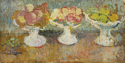 印象派图集6的油画作品-Louis Valtat-LES TROIS COUPES DE FRUITS