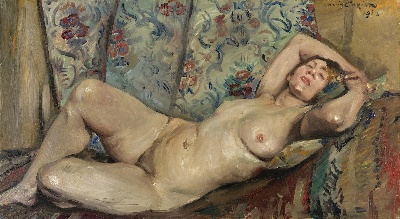 印象派图集6的油画作品-Lovis Corinth-LIEGENDER WEIBLICHER AKT