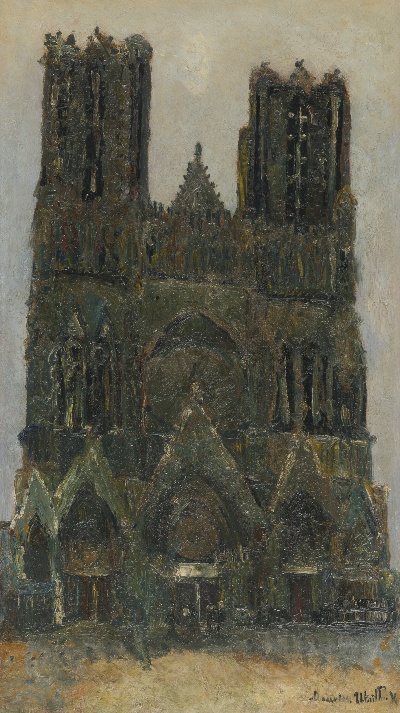 印象派图集6的油画作品-Maurice Utrillo-LA CATHEDRALE DE REIMS 