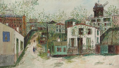 印象派图集6的油画作品-Maurice Utrillo-LE MAQUIS DE MONTMARTRE