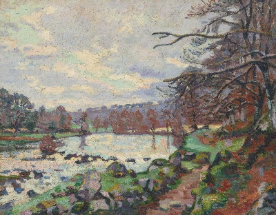 印象派图集6的油画作品-Jean-Baptiste-Armand Guillaumin-BARRAGE DE GENETIN, CROZANT
