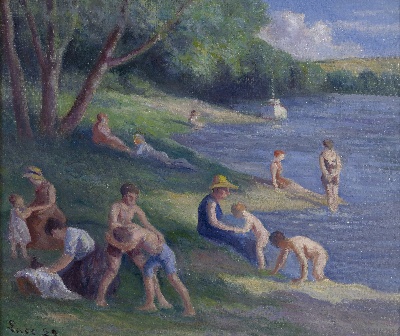 印象派图集7的油画作品-Maximilien Luce-PLAGE A MERICOURT